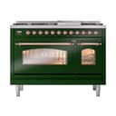 Nostalgie II 48 UP48FNMPEGP Freestanding Dual Fuel Range with 8 Sealed Burners with Griddle Double Oven with Triple Glass Door with Copper knobs view 2