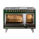 Nostalgie II 48 UP48FNMPEGP Freestanding Dual Fuel Range with 8 Sealed Burners with Griddle Double Oven with Triple Glass Door with Copper knobs view 3