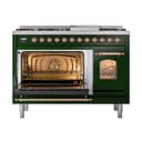 Nostalgie II 48 UP48FNMPEGP Freestanding Dual Fuel Range with 8 Sealed Burners with Griddle Double Oven with Triple Glass Door with Copper knobs view 4