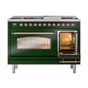 Nostalgie II 48 UP48FNMPEGP Freestanding Dual Fuel Range with 8 Sealed Burners with Griddle Double Oven with Triple Glass Door with Copper knobs view 5