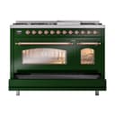 Nostalgie II 48 UP48FNMPEGP Freestanding Dual Fuel Range with 8 Sealed Burners with Griddle Double Oven with Triple Glass Door with Copper knobs view 6