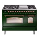 Nostalgie II 48 UP48FNMPEGP Freestanding Dual Fuel Range with 8 Sealed Burners with Griddle Double Oven with Triple Glass Door with Copper knobs view 1