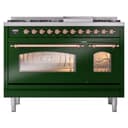 Nostalgie II 48 UP48FNMPEGP Freestanding Dual Fuel Range with 8 Sealed Burners with Griddle Double Oven with Triple Glass Door with Copper knobs view 2