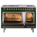 Nostalgie II 48 UP48FNMPEGP Freestanding Dual Fuel Range with 8 Sealed Burners with Griddle Double Oven with Triple Glass Door with Copper knobs view 3