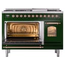 Nostalgie II 48 UP48FNMPEGP Freestanding Dual Fuel Range with 8 Sealed Burners with Griddle Double Oven with Triple Glass Door with Copper knobs view 4