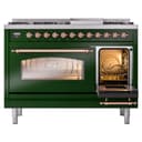 Nostalgie II 48 UP48FNMPEGP Freestanding Dual Fuel Range with 8 Sealed Burners with Griddle Double Oven with Triple Glass Door with Copper knobs view 5