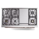 Nostalgie II 48 UP48FNMPEGP Freestanding Dual Fuel Range with 8 Sealed Burners with Griddle Double Oven with Triple Glass Door with Copper knobs view 8