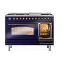 Nostalgie II 48 UP48FNMPMBB Freestanding Dual Fuel Range with 8 Sealed Burners with Griddle Double Oven with Triple Glass Door with Bronze knobs view 5