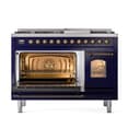 Nostalgie II 48 UP48FNMPMBB Freestanding Dual Fuel Range with 8 Sealed Burners with Griddle Double Oven with Triple Glass Door with Bronze knobs view 4