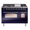 Nostalgie II 48 UP48FNMPMBC Freestanding Dual Fuel Range with 8 Sealed Burners with Griddle Double Oven with Triple Glass Door with Chrome knobs view 1