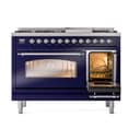 Nostalgie II 48 UP48FNMPMBC Freestanding Dual Fuel Range with 8 Sealed Burners with Griddle Double Oven with Triple Glass Door with Chrome knobs view 5
