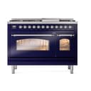 Nostalgie II 48 UP48FNMPMBC Freestanding Dual Fuel Range with 8 Sealed Burners with Griddle Double Oven with Triple Glass Door with Chrome knobs view 2