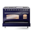 Nostalgie II 48 UP48FNMPMBC Freestanding Dual Fuel Range with 8 Sealed Burners with Griddle Double Oven with Triple Glass Door with Chrome knobs view 6