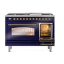 Nostalgie II 48 UP48FNMPMBG Freestanding Dual Fuel Range with 8 Sealed Burners with Griddle Double Oven with Triple Glass Door with Brass knobs view 5