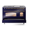 Nostalgie II 48 UP48FNMPMBG Freestanding Dual Fuel Range with 8 Sealed Burners with Griddle Double Oven with Triple Glass Door with Brass knobs view 6