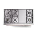 Nostalgie II 48 UP48FNMPMBP Freestanding Dual Fuel Range with 8 Sealed Burners with Griddle Double Oven with Triple Glass Door with Copper knobs view 8