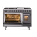 Nostalgie II 48 UP48FNMPMGC Freestanding Dual Fuel Range with 8 Sealed Burners with Griddle Double Oven with Triple Glass Door with Chrome knobs view 4
