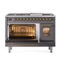 Nostalgie II 48 UP48FNMPMGG Freestanding Dual Fuel Range with 8 Sealed Burners with Griddle Double Oven with Triple Glass Door with Brass knobs view 4