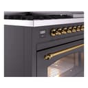 Nostalgie II 48 UP48FNMPMGG Freestanding Dual Fuel Range with 8 Sealed Burners with Griddle Double Oven with Triple Glass Door with Brass knobs view 7
