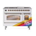 Nostalgie II 48 UP48FNMPRAB Freestanding Dual Fuel Range with 8 Sealed Burners with Griddle Double Oven with Triple Glass Door with Bronze knobs view 3