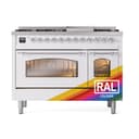 Nostalgie II 48 UP48FNMPRAC Freestanding Dual Fuel Range with 8 Sealed Burners with Griddle Double Oven with Triple Glass Door with Chrome knobs view 3