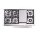 Nostalgie II 48 UP48FNMPRAP Freestanding Dual Fuel Range with 8 Sealed Burners with Griddle Double Oven with Triple Glass Door with Copper knobs view 5
