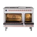 Nostalgie II 48 UP48FNMPRAP Freestanding Dual Fuel Range with 8 Sealed Burners with Griddle Double Oven with Triple Glass Door with Copper knobs view 4