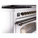 Nostalgie II 48 UP48FNMPSSB Freestanding Dual Fuel Range with 8 Sealed Burners with Griddle Double Oven with Triple Glass Door with Bronze knobs view 7