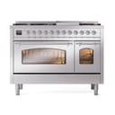 Nostalgie II 48 UP48FNMPSSC Freestanding Dual Fuel Range with 8 Sealed Burners with Griddle Double Oven with Triple Glass Door with Chrome knobs view 2