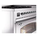 Nostalgie II 48 UP48FNMPSSC Freestanding Dual Fuel Range with 8 Sealed Burners with Griddle Double Oven with Triple Glass Door with Chrome knobs view 7