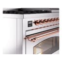 Nostalgie II 48 UP48FNMPSSP Freestanding Dual Fuel Range with 8 Sealed Burners with Griddle Double Oven with Triple Glass Door with Copper knobs view 7