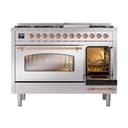 Nostalgie II 48 UP48FNMPSSP Freestanding Dual Fuel Range with 8 Sealed Burners with Griddle Double Oven with Triple Glass Door with Copper knobs view 5