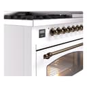 Nostalgie II 48 UP48FNMPWHB Freestanding Dual Fuel Range with 8 Sealed Burners with Griddle Double Oven with Triple Glass Door with Bronze knobs view 7