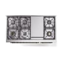 Nostalgie II 48 UP48FNMPWHB Freestanding Dual Fuel Range with 8 Sealed Burners with Griddle Double Oven with Triple Glass Door with Bronze knobs view 8