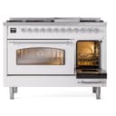 Nostalgie II 48 UP48FNMPWHC Freestanding Dual Fuel Range with 8 Sealed Burners with Griddle Double Oven with Triple Glass Door with Chrome knobs view 5