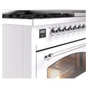 Nostalgie II 48 UP48FNMPWHC Freestanding Dual Fuel Range with 8 Sealed Burners with Griddle Double Oven with Triple Glass Door with Chrome knobs view 7