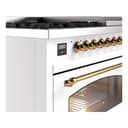 Nostalgie II 48 UP48FNMPWHG Freestanding Dual Fuel Range with 8 Sealed Burners with Griddle Double Oven with Triple Glass Door with Brass knobs view 7