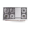 Nostalgie II 48 UP48FNMPWHP Freestanding Dual Fuel Range with 8 Sealed Burners with Griddle Double Oven with Triple Glass Door with Copper knobs view 8