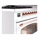 Nostalgie II 48 UP48FNMPWHP Freestanding Dual Fuel Range with 8 Sealed Burners with Griddle Double Oven with Triple Glass Door with Copper knobs view 7
