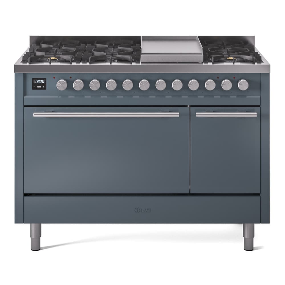 Professional Plus II 48 UP48FQMPBG Freestanding Dual Fuel Range with 8 Sealed Burners with Griddle Double Oven with Solid Door with Stainless Steel knobs