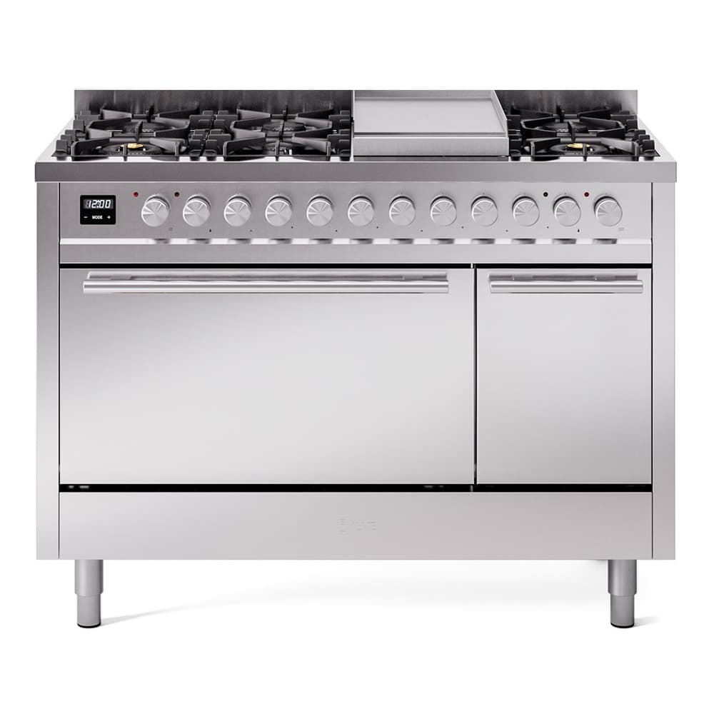 Professional Plus II 48 UP48FQMPSS Freestanding Dual Fuel Range with 8 Sealed Burners with Griddle Double Oven with Solid Door