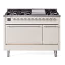 Nostalgie II 48 UP48FQNMPAWC Freestanding Dual Fuel Range with 8 Sealed Burners with Griddle Double Oven with Solid Door with Chrome knobs view 1