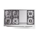 Nostalgie II 48 UP48FQNMPAWC Freestanding Dual Fuel Range with 8 Sealed Burners with Griddle Double Oven with Solid Door with Chrome knobs view 3