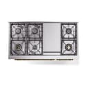 Nostalgie II 48 UP48FQNMPAWG Freestanding Dual Fuel Range with 8 Sealed Burners with Griddle Double Oven with Solid Door with Brass knobs view 3