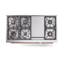 Nostalgie II 48 UP48FQNMPAWP Freestanding Dual Fuel Range with 8 Sealed Burners with Griddle Double Oven with Solid Door with Copper knobs view 3