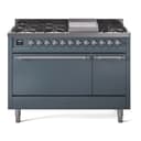 Nostalgie II 48 UP48FQNMPBGC Freestanding Dual Fuel Range with 8 Sealed Burners with Griddle Double Oven with Solid Door with Chrome knobs view 1