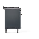 Nostalgie II 48 UP48FQNMPBGG Freestanding Dual Fuel Range with 8 Sealed Burners with Griddle Double Oven with Solid Door with Brass knobs view 4