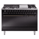 Nostalgie II 48 UP48FQNMPBKB Freestanding Dual Fuel Range with 8 Sealed Burners with Griddle Double Oven with Solid Door with Bronze knobs view 1