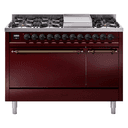 Nostalgie II 48 UP48FQNMPBUB Freestanding Dual Fuel Range with 8 Sealed Burners with Griddle Double Oven with Solid Door with Bronze knobs view 1