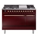 Nostalgie II 48 UP48FQNMPBUP Freestanding Dual Fuel Range with 8 Sealed Burners with Griddle Double Oven with Solid Door with Copper knobs view 1